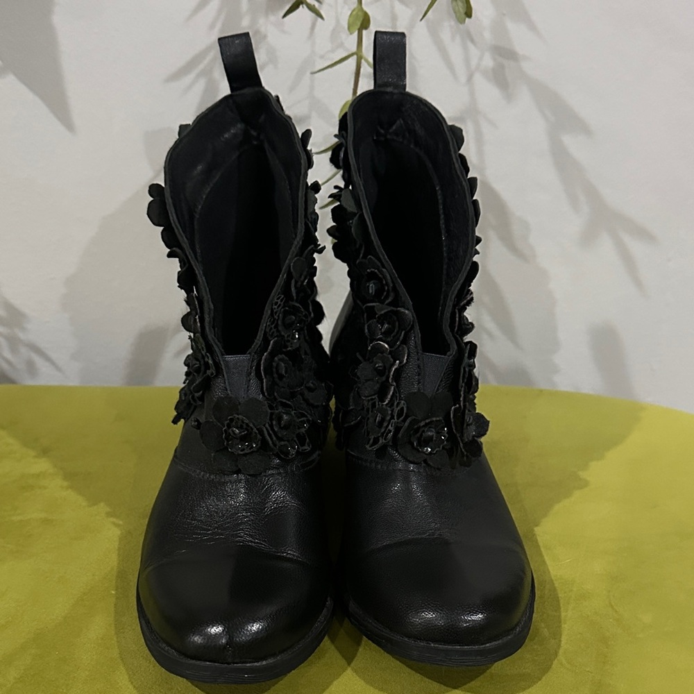 Sheridan Mia Black Floral Ankle Boots